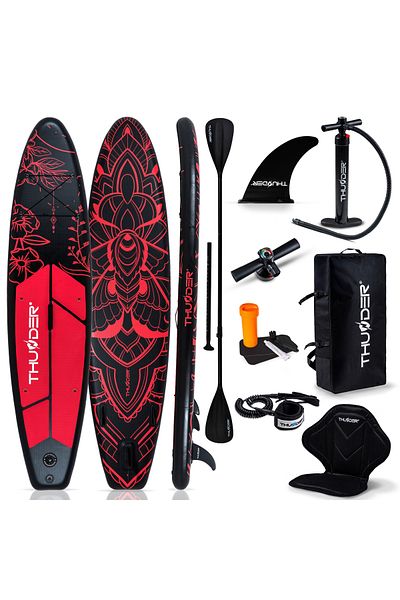 Thunder Placa Sup Gonflabilă Moth, 320x75x15cm, Set Cu Rucsac, Scaun, Pompă, Negru/Rosu