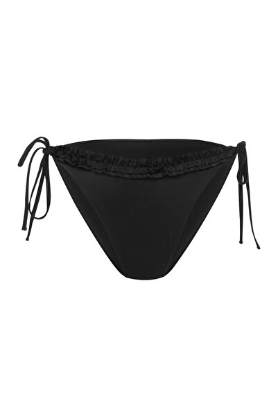 ESOTIQ Side Tie Bikini Bottom Brazilian Brief with Decorative Ruffled Waist | Godlike