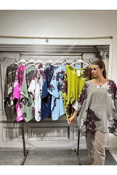 NUR TEKSTİL kadın Pamuk salaş bluz Standart beden rahat kalıp Oversize italya...