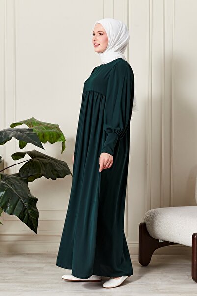 fistan Shirring Robadan Μπροστινά κουμπιά από ύφασμα βισκόζης Φόρεμα προσευχής για μητρικό φόρεμα