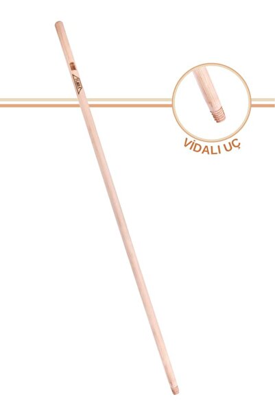 Flora Vidalı Ağaç Sap 120 Cm FT730, Çekpas Sopası Paspas Fırça Süpürge Mop Sapı Ahşap (Standart Vidalı Uç)