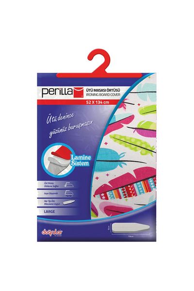 flores Professional ironing board cover, feather pattern, white, 52 x 134 cm