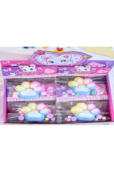 Teo Squishy Antistress Toy, Slow Rising, Fluffy Cat Paw, 7.5 cm, Transparent Packaging