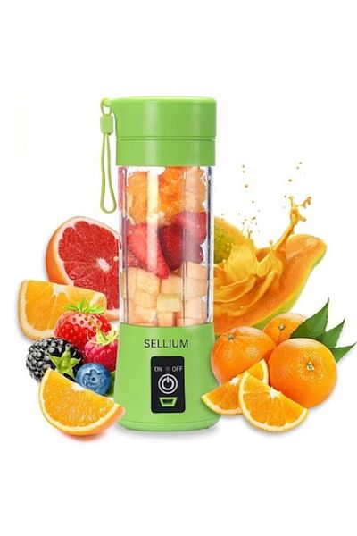 SELLIUM Blender portabil SELLIUM, pentru fructe și legume, încărcare USB-C, cu baterie, VERDE