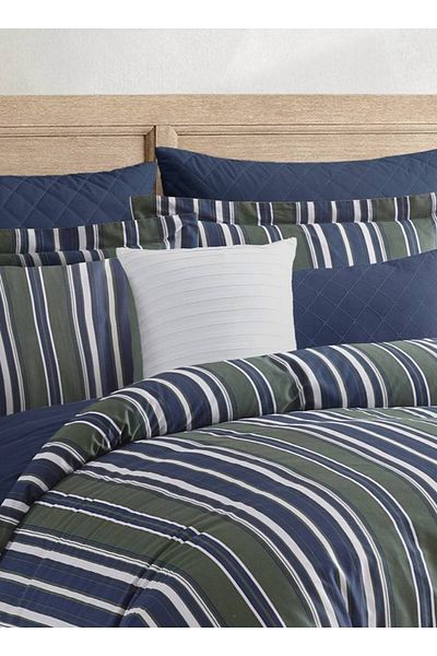 Orange Bed & Bath طقم لحاف فردي من واردن جرين، ١١ قطعة، مصنوع من القطن ١٠٠٪