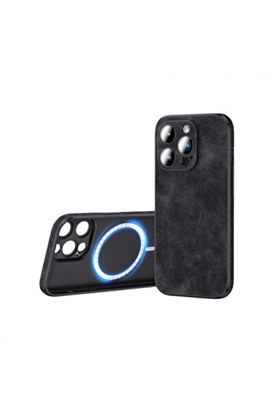 OEM Husă de protecție din piele cu MagSafe pentru iPhone 15 Pro Max, neagră