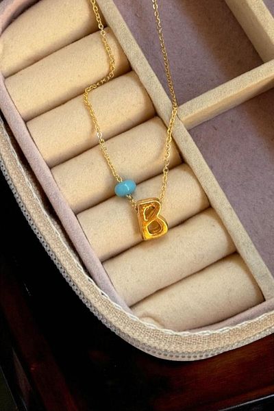 MUTENA Elegant Bijoux Letter Necklace - Women's Elegant Minimal B Letter Necklace
