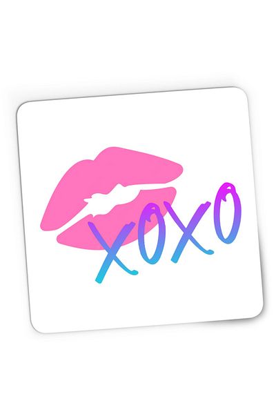 OEM Mousepad Gaming XOXO Logo Kiss Lips Lipstick Gradient Neon, 21x19 cm