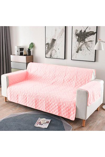 Pucioasa Quilted Sofa Cover 3 Seater Reversible - Powder Pink