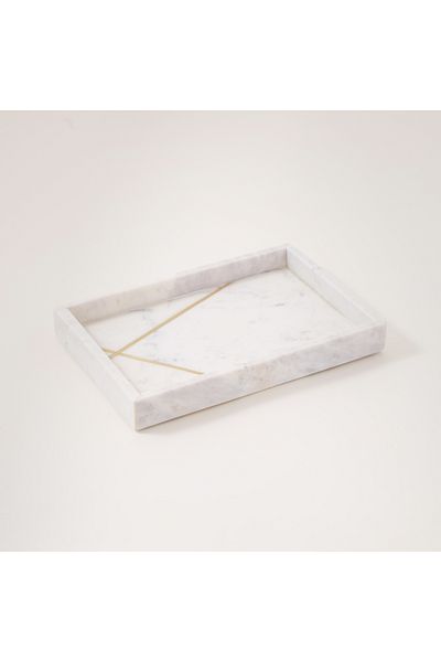 homez marble candles serving tray 32*21*4cm, white
