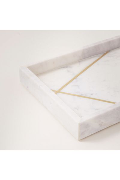 homez marble candles serving tray 32*21*4cm, white