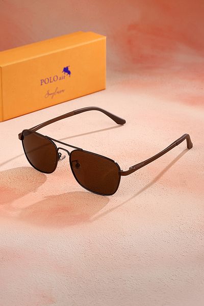 Polo Air Polarized Light Frame Spring Handle Unisex Sunglasses Brown Color Plg-2103C2