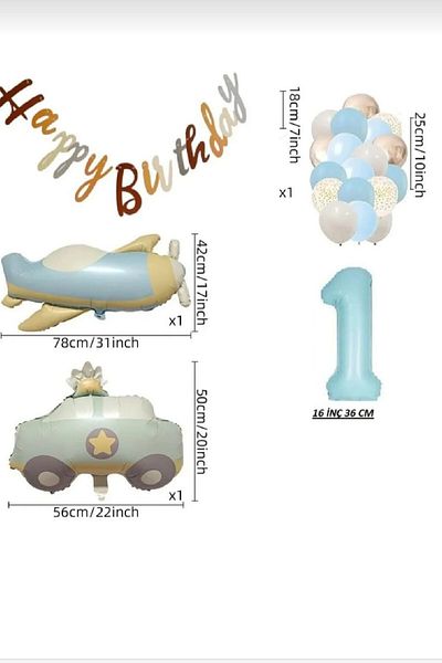 Bkmc Blue Age Foil Balloon Retro Airplane Police Car Balloon Retro Birthday Party Set Ornament