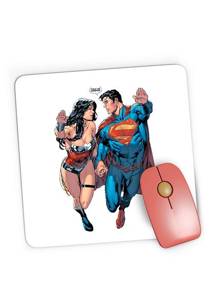 OEM Mousepad Gaming Wonder Woman Superman Lovers Superpowers American Heroes, 21x19 cm