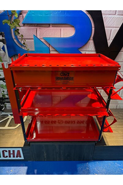 Ravza Makina Rvz Oto Detay Takım Arabası / 12 Parça - Kırmızı Renk