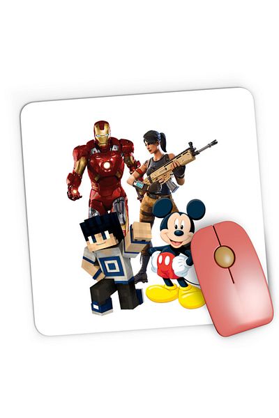 OEM Mousepad Gaming Ironman Mickey Mouse Minecraft Fortnite Games, 21x19 cm