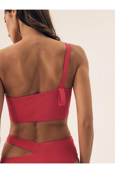 ESOTIQ Non-Padded Bikini Top One Shoulder Swim Bralette Asymmetric Smooth Fabric | Firenze