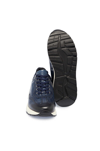 Tergan Lacivert Hakiki Deri Erkek Sneaker - E24S1AY56975-D2R