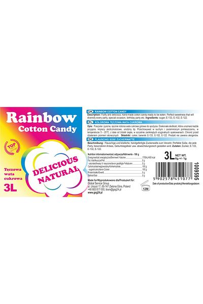 shumee Kolorowa tęczowa wata cukrowa Rainbow Cotton Candy 3L