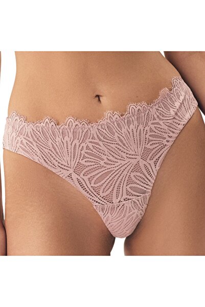 ESOTIQ Chiloți tanga eleganți pentru femei, din dantelă florală, cu decupaj la spate și detalii aurii | Safir