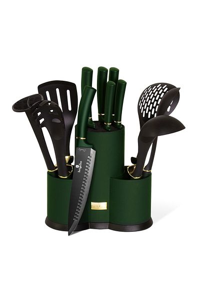 Berlinger Haus Set of knives and kitchen utensils in a holder 12 pcs Emerald Collection