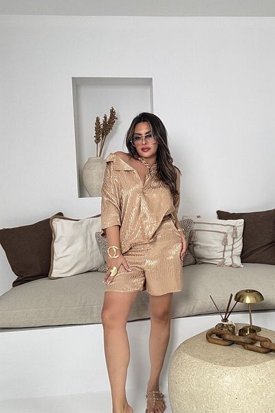 Sohotique By P Jacquard Zebra Pattern Shorts Suit Mocha Moısse