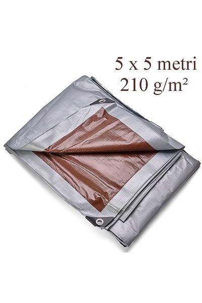 PROCART Prelată impermeabilă 5x5 m, 210g/mp, PE, inele metalice 12 mm, rezistentă la îngheț