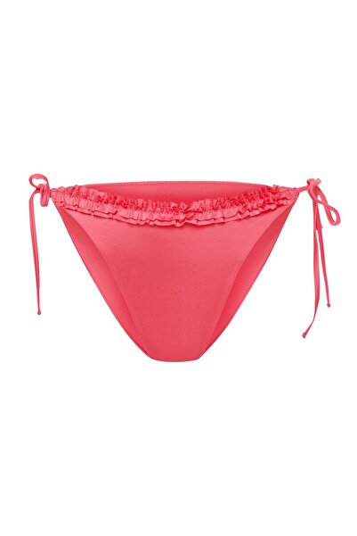 ESOTIQ Side Tie Bikini Bottom Brazilian Brief with Decorative Ruffled Waist | Godlike