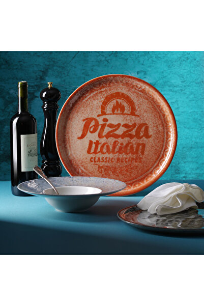 shumee Talerz do pizzy z porcelany Recipe Collection Brick Red śr. 33 cm - zestaw 6 szt.