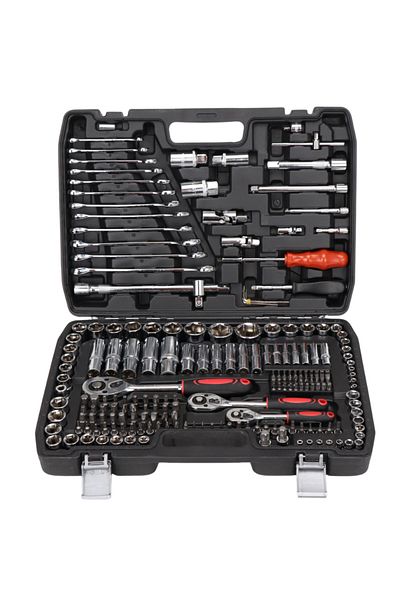 Blasko Set de scule profesionale 216 piese, fabricate din crom-vanadiu, chei fixe, tubulare/combinate