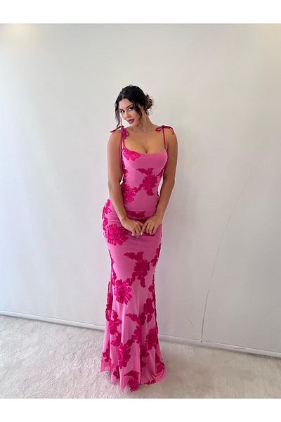 pink life Pink Adjustable Strap Floral Lined Maxi