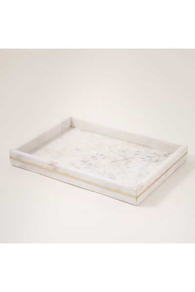 homez marble candles serving tray 32*28*4cm, white