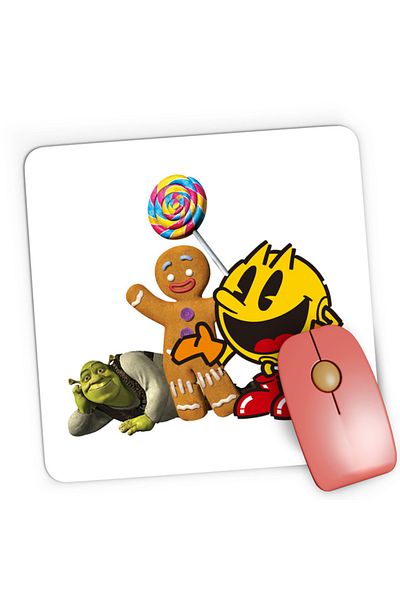 OEM Mousepad Gaming Pac Man Shrek Cookie Happy, 21x19 cm