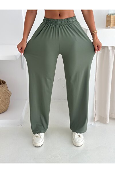 winmoda Summer Soft Textured Bottom Top Set / Top Bat Tshirt - Bottom Baggy Long Pants