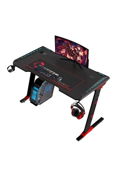 MOAWAVE Birou de gaming, iluminare LED, dimensiuni 120x60x73, negru MOAWAVE™