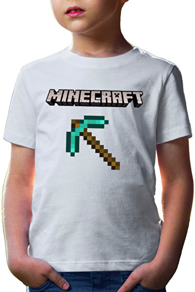 OEM Tricou copii Minecraft Logo Stone Pickaxe Open World Pixels