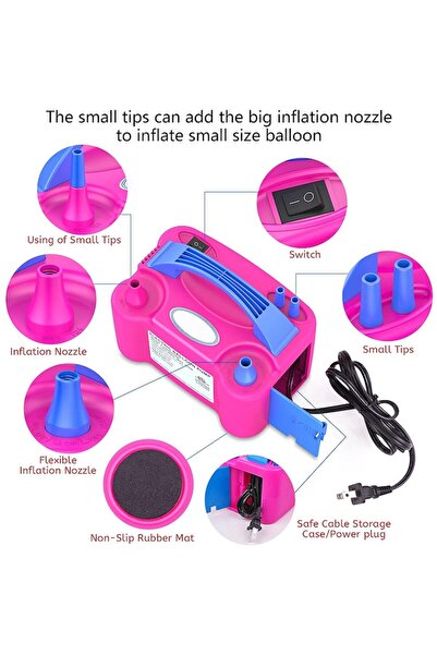 Jormftte Electric Balloon Inflating Pump, Jormftte, Manual and Automatic, 600W, Pink Red, 20x15x12cm
