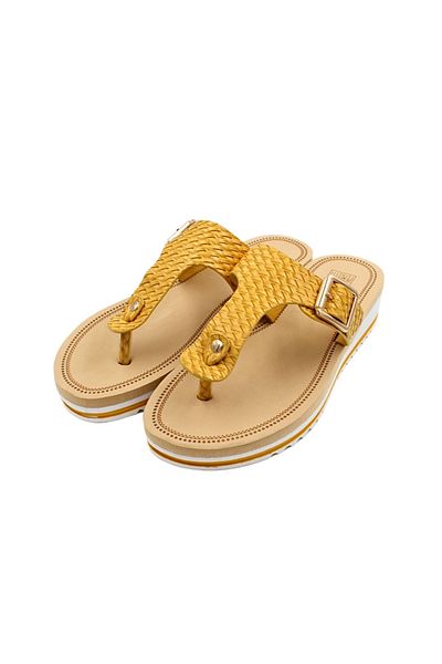 Perletti Women's Slippers – Wedge Flip-Flop 4cm, with platform and braided texture, 40 EU