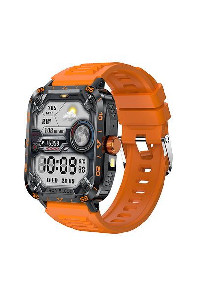 OEM Men's Smartwatch COOSTAR CR071, 1.95" HD, BT 5.1, LED, FitCloudPro, Silicon, Orange, Sport