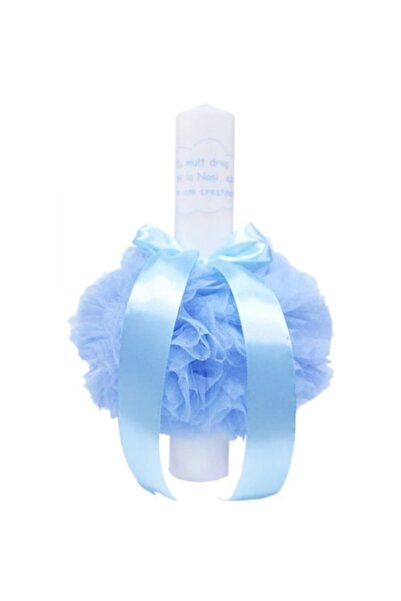 OEM Λαμπάδα Βάπτισης, Τούλι, μήνυμα-'Με αγάπη από τους νονούς', 30x5εκ., Ανοι...