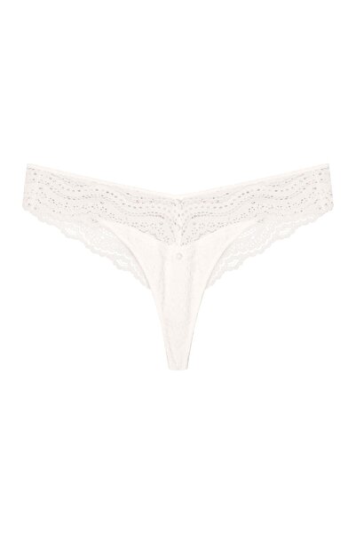 ESOTIQ Chiloți tanga eleganți pentru femei, cu dantelă ajurata și nasturi decorativi | Bogna