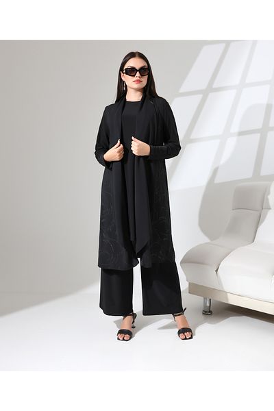 Fi'l Arz Fashion سترة قصيرة ذات ياقة شال منقوشة
