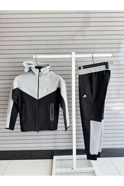 AS7 Tech Fleece Children's Black-Grey Tracksuit Set
