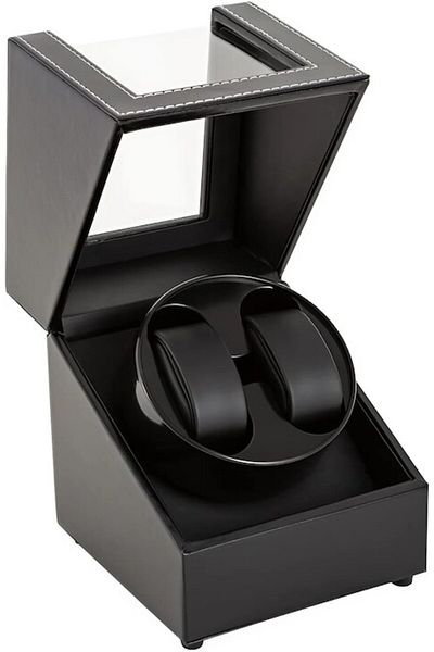 SMART GADGETS C&A Automatic Rotating Watch Box, Premium Display, Two Slots, Silent, Anti-Magnetic, Luxurious Matte Bla