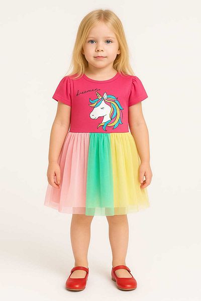 MİLAYS LİFE HOME COLLECTİON Girl's Unicorn Printed Tulle Skirt Birthday and Special Occasion Dress
