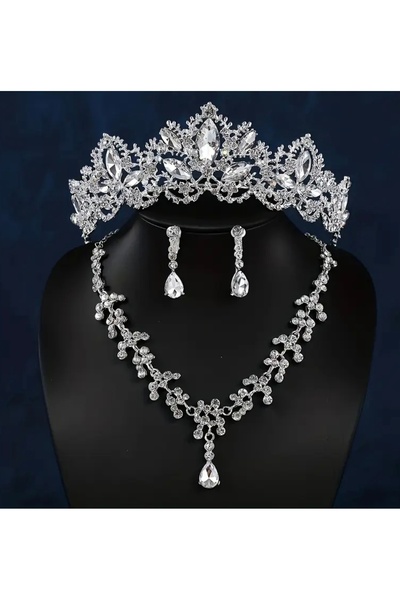 NESSORİA مجموعة أقراط على شكل تاج من حجر الألماس اللامع اللامع على شكل أميرة ...