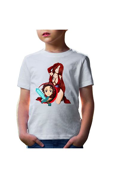 OEM Tricou copii Fairy Tail Demon Slayer Erza Tanjirou Minecraft