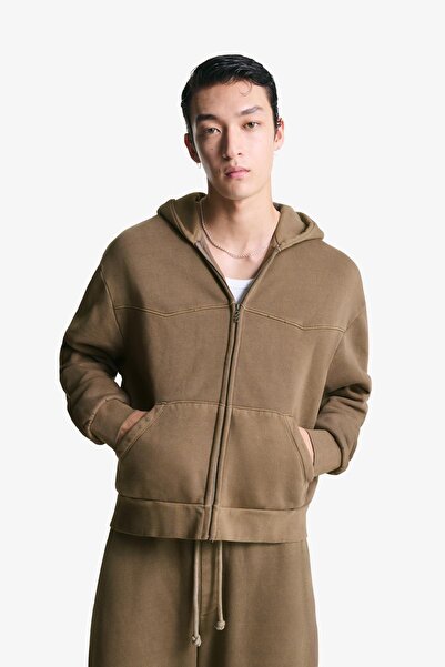 Bershka Cropped boxy fit zip-up sweatshirt