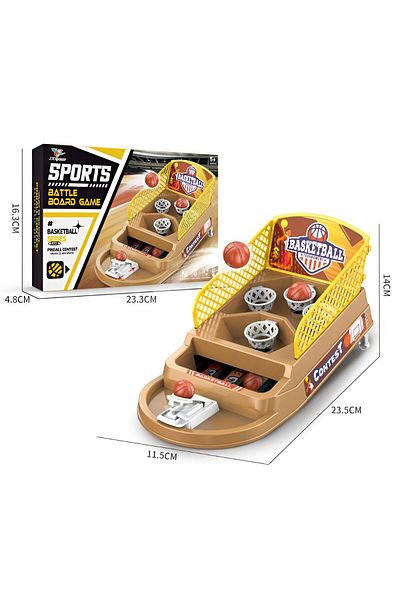 Flippy Mini Basketball Board Game for Kids, Flippy, 4 Baskets, 3 Balls Included, 23.5x11.5x14 cm, Brown