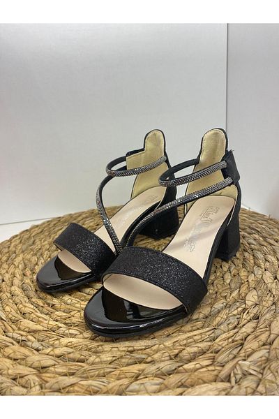 maxxi Black Silvery Heel Shoes